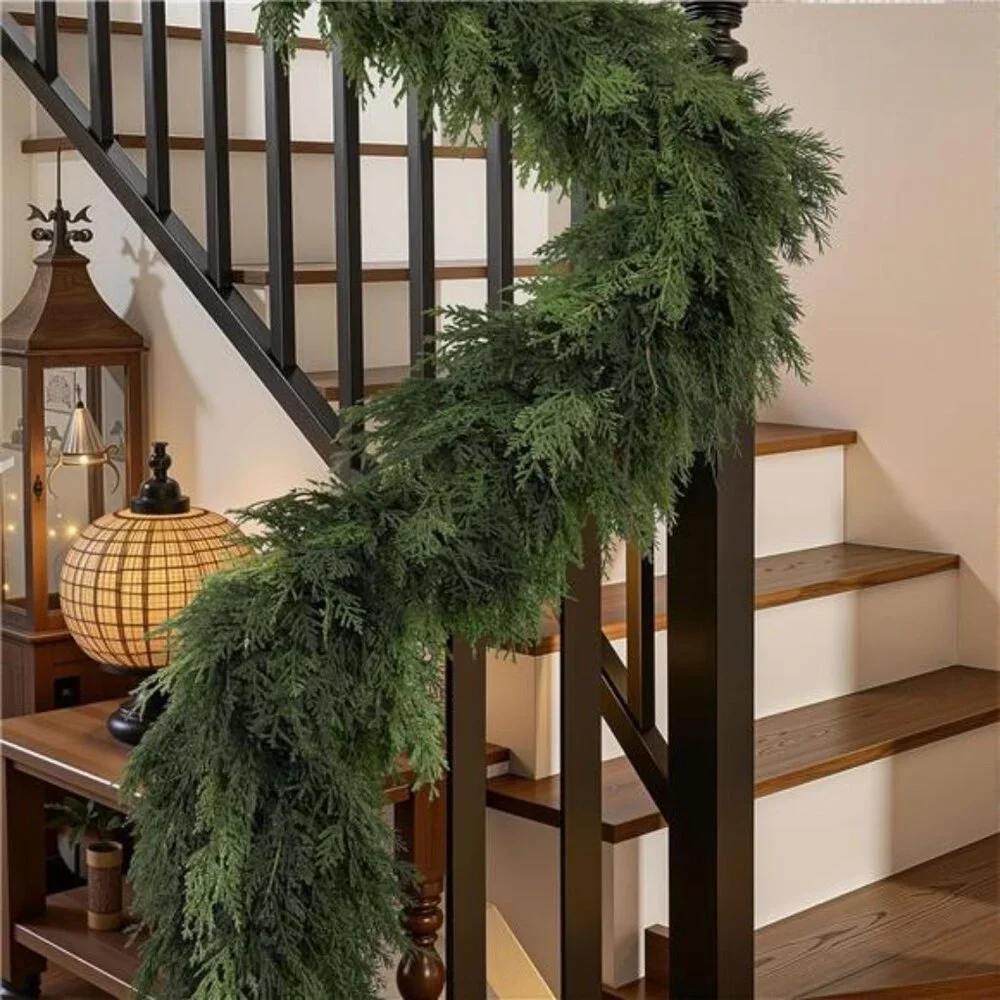 2 Pack 9FT Artificial Christmas Cedar Garland Decoration, Realistic